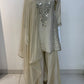 Green, Rust & Off-White Ivory Shimmer Tissue A-Line Anarkali Suit with Sharara & Dupatta