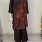 Brown Modal Indo-Western One Piece Dress with Ajrakh Reversible Scarf