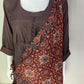 Brown Modal Indo-Western One Piece Dress with Ajrakh Reversible Scarf