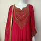 Majenta & Black Pure Chinon Anarkali Suit with Zari & Mirror Work and Organza Dupatta