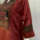 Maroon Pure Crepe Digital Print Co-ord Set with Stone Work
