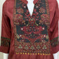 Maroon Pure Crepe Digital Print Co-ord Set with Stone Work