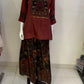 Maroon Pure Crepe Digital Print Co-ord Set with Stone Work