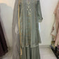 Mouse Pure Chinon Short Anarkali Suit with Sharara & Organza Dupatta