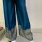 Blue Dola Silk Bustier Top & Jacket Co-ord Set with Jacquard Borders. (Design no. 12225)
