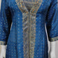 Blue Dola Silk Bustier Top & Jacket Co-ord Set with Jacquard Borders. (Design no. 12225)
