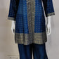 Blue Dola Silk Bustier Top & Jacket Co-ord Set with Jacquard Borders. (Design no. 12225)