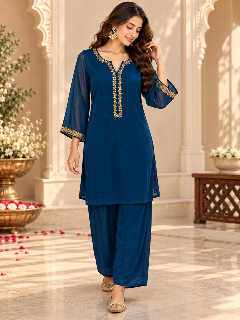 Navy Blue without Dupatta (Design.No-12048)