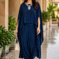 Black,Blue and Green Pure Natural Crape Indo-Western One-Piece Dress for Women | Semi Formal Party Wear