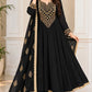 Majenta & Black Pure Chinon Anarkali Suit with Zari & Mirror Work and Organza Dupatta