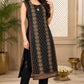 Black Pure Crepe Ajrakh Printed Indo-Western Co-ord Set with Hand Embroidery