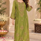 Blue,Pink,Green & Light Beige Shimmer Tissue One-Piece Party Wear Dress with Jhumka Hand Embroidery