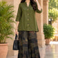 Green & Maroon Pure Crepe Digital Print Co-ord Set with Handwork