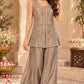 Grey Premium Tissue Sharara Suit with Hand Embroidered Choli & Necklace Dupatta