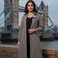 Grey Woollen 3-Piece Winter Dress Set with Tweed Long Jacket – Women’s Winter Ethnic Wear