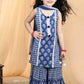 Blue Cotton Printed Sharara Suit with Dupatta – Summer Ethnic Wear for Girls | Label Anju Kumar