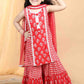 Red Cotton Printed Sharara Suit with Dupatta – Kids Ethnic Summer Wear | Label Anju Kumar