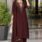 Majinta, Red, Brown & Mehroon Pure Chinon Handwork Straight Suit Dupatta Set | Des.no-12127