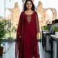 Black & Mehroon Pure Georgette Semi-Formal Anarkali Suit with Hand Embroidery