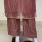 Pinkish/Light Wine Salsa Tissue Semi Formal Suit Dupatta Set for Women | Handwork Neck