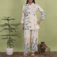 Women’s Pure Cotton Offwhite Coord Set with Blue Floral Print | Label Anju Kumar