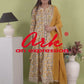 Yellow Mustard Printed Pure Cotton Anarkali Suit Dupatta Set | Label Anju Kumar