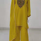 Mustard Viscose Georgette Partywear Coord Set with Zardozi Embroidery – Women’s Ethnic Wear