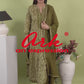 Green Pure Cotton Anarkali Suit Dupatta Set with Kota Doriya | Label Anju Kumar