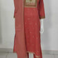 Rust Handloom Cotton Straight Suit with Block Print Patch & South Cotton Dupatta – Women’s Festive Wear