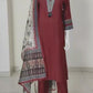 Mehroon Muslin Modal Straight Suit with Madhubani Print Chanderi Dupatta – Women’s Ethnic Wear