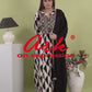 White–Black Print Pure Cotton Anarkali Suit Dupatta Set with Kota Doriya | Label Anju Kumar